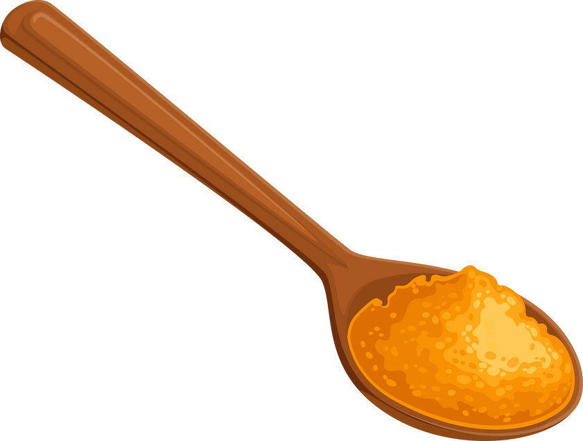 Turmeric Powder in Wooden Spoon